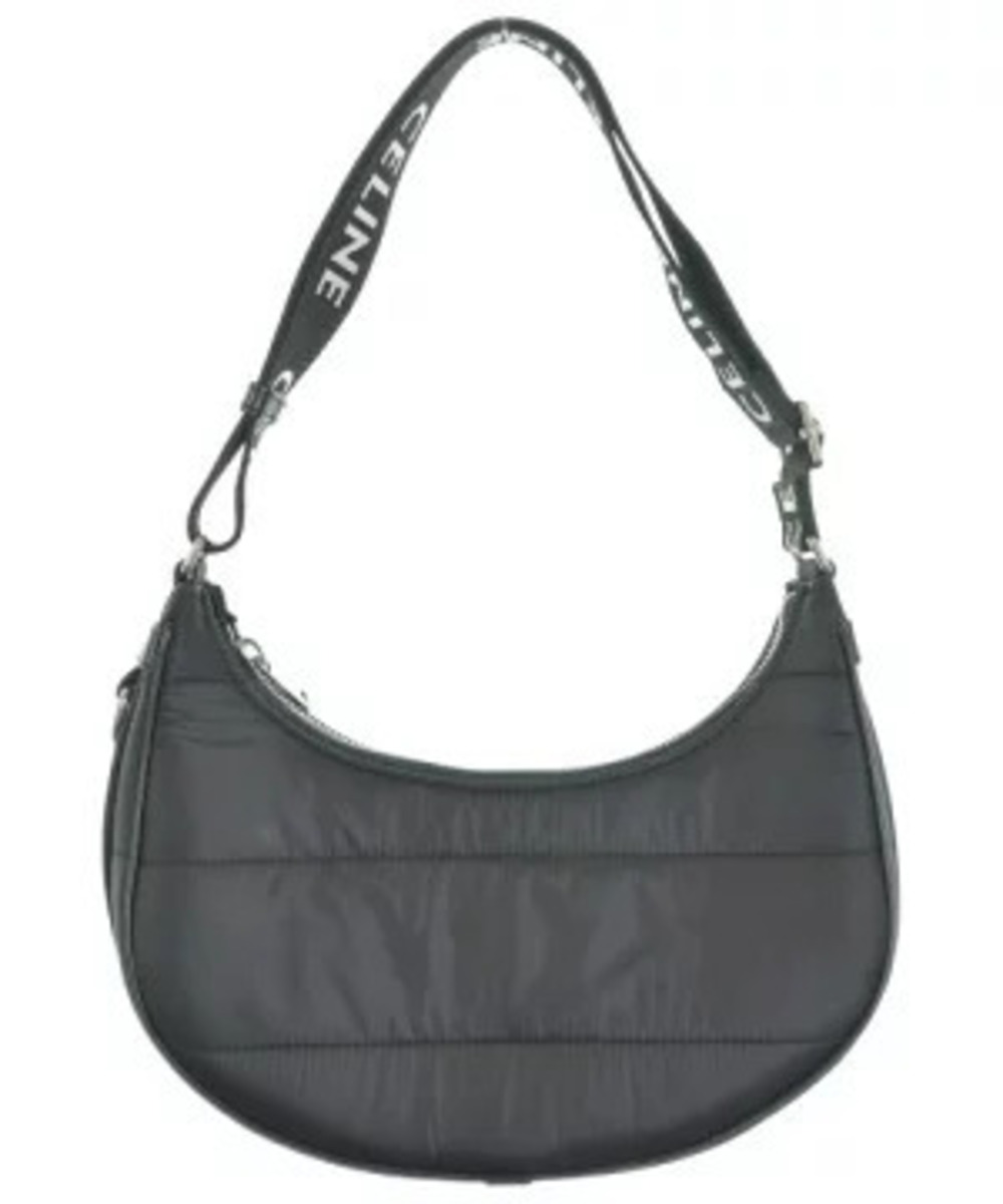 Celine Ava Shoulder Bag logo embroidered strap Black